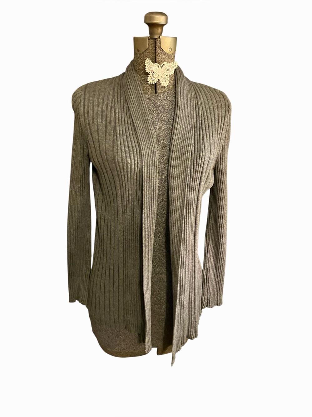 Croft & Barrow Gray Ribbed Open Front Cardigan – Size Small - Picture 2 of 9
